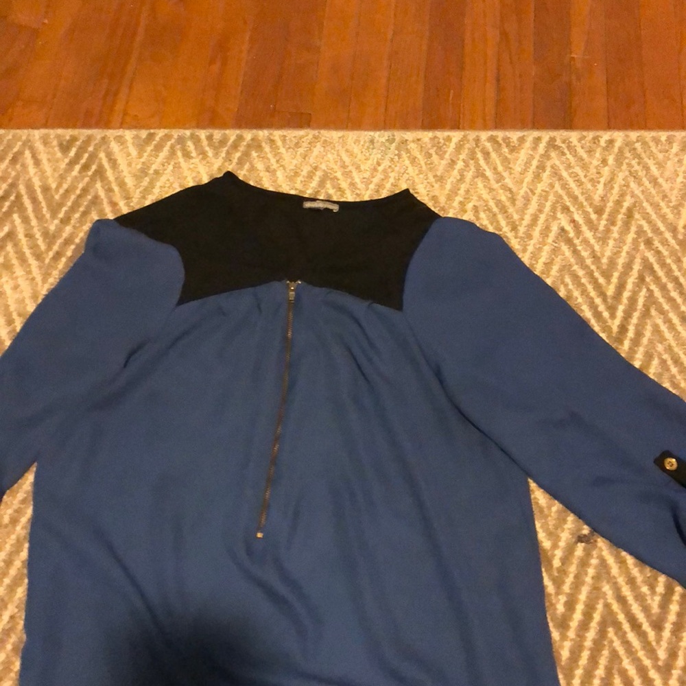 Blue and black blouse